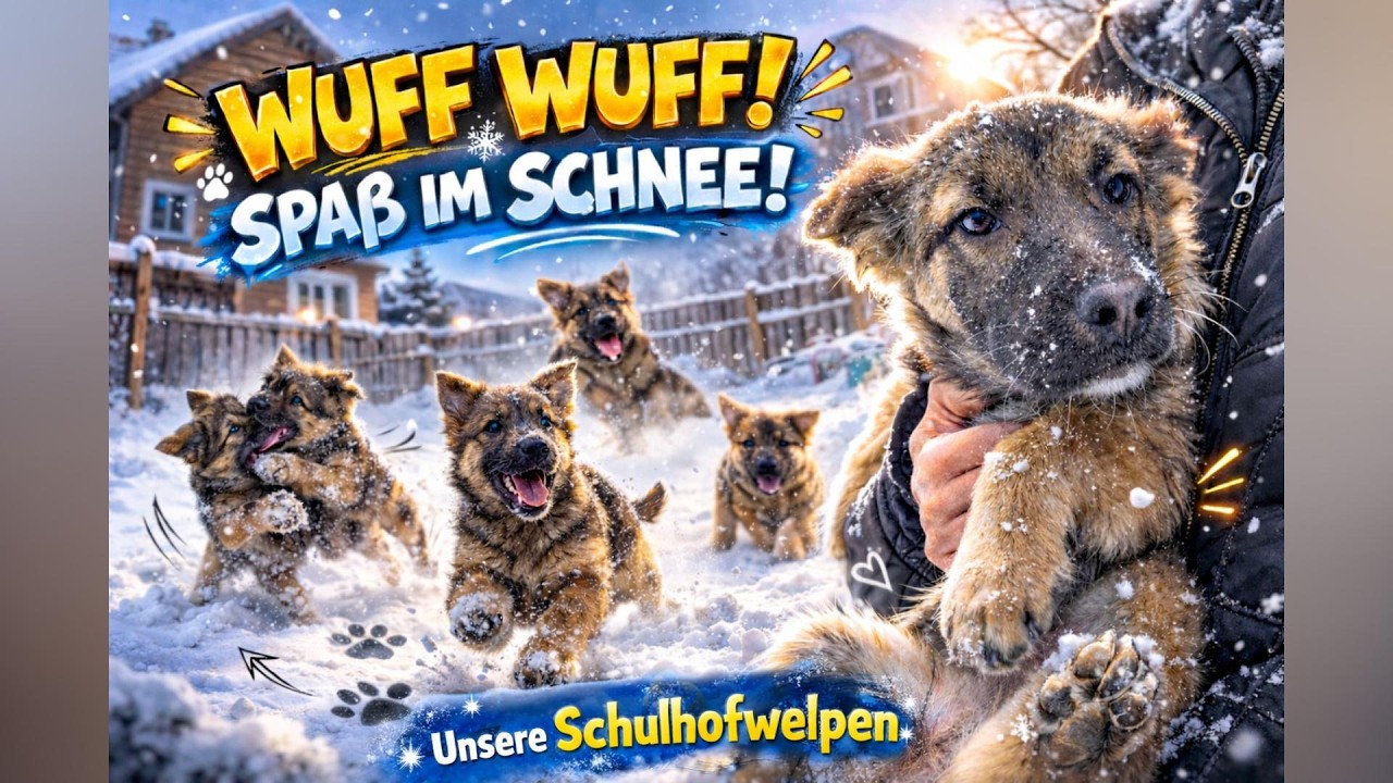 Unsere Schulhofwelpen werden immer größer und tollen im Schnee