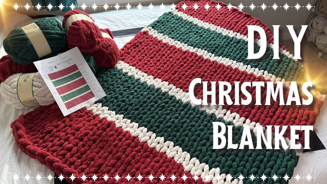 DIY Chunky Knit Blanket Tutorial - Complete Step-by-Step Christmas Pattern
