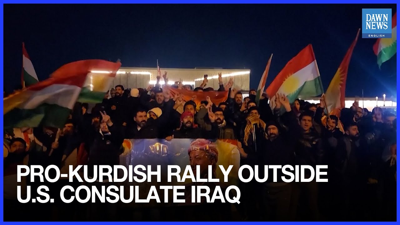 Protesters Hold Pro-Kurdish Rally Outside U.S. Consulate In Iraq's Erbil