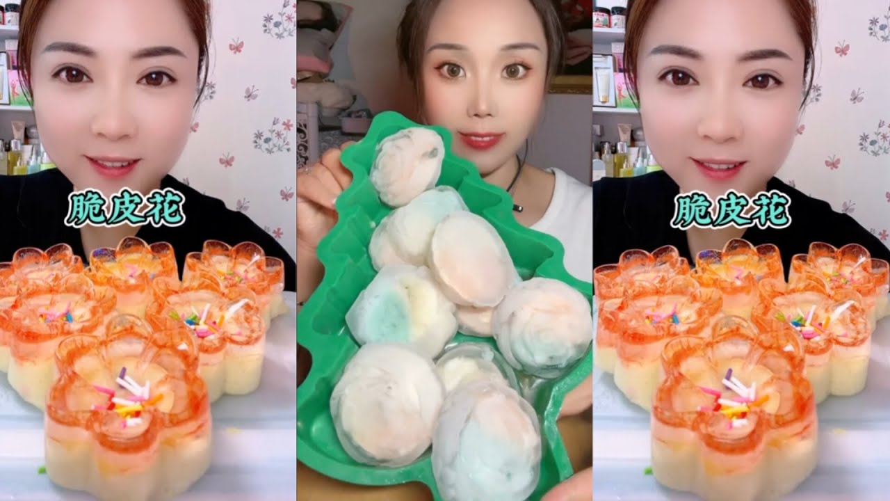 CRUNCHY ICE WITH COLORED FOAM| THIN FOAM ICE INSIDE #iceeating #asmr #asmrice #foam #foamice
