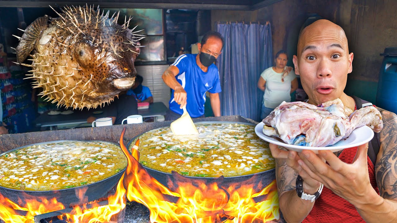 EXTREME Filipino Street Food Tour in Cebu City Philippines - EATING BLOWFISH & PIG BRAIN TUSLOB BUWA