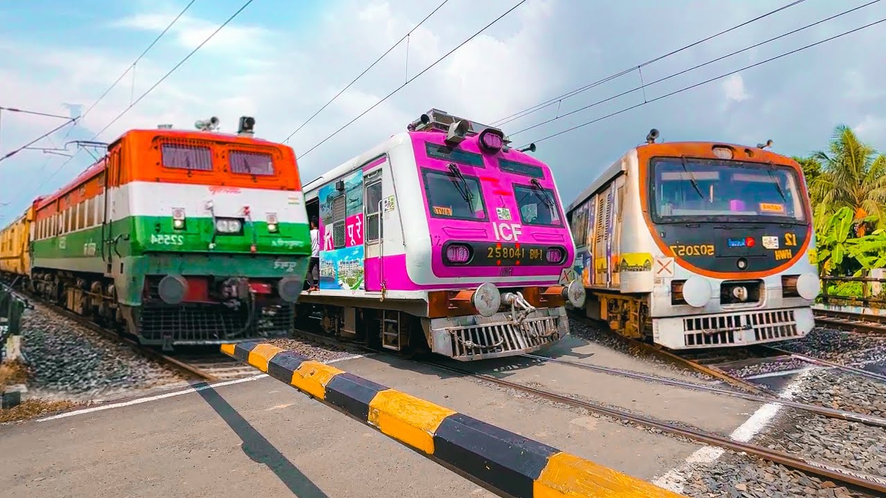 🔥Crazy Train Spotting at Level Crossing: Different Model Indian Trains Skip Railgate.