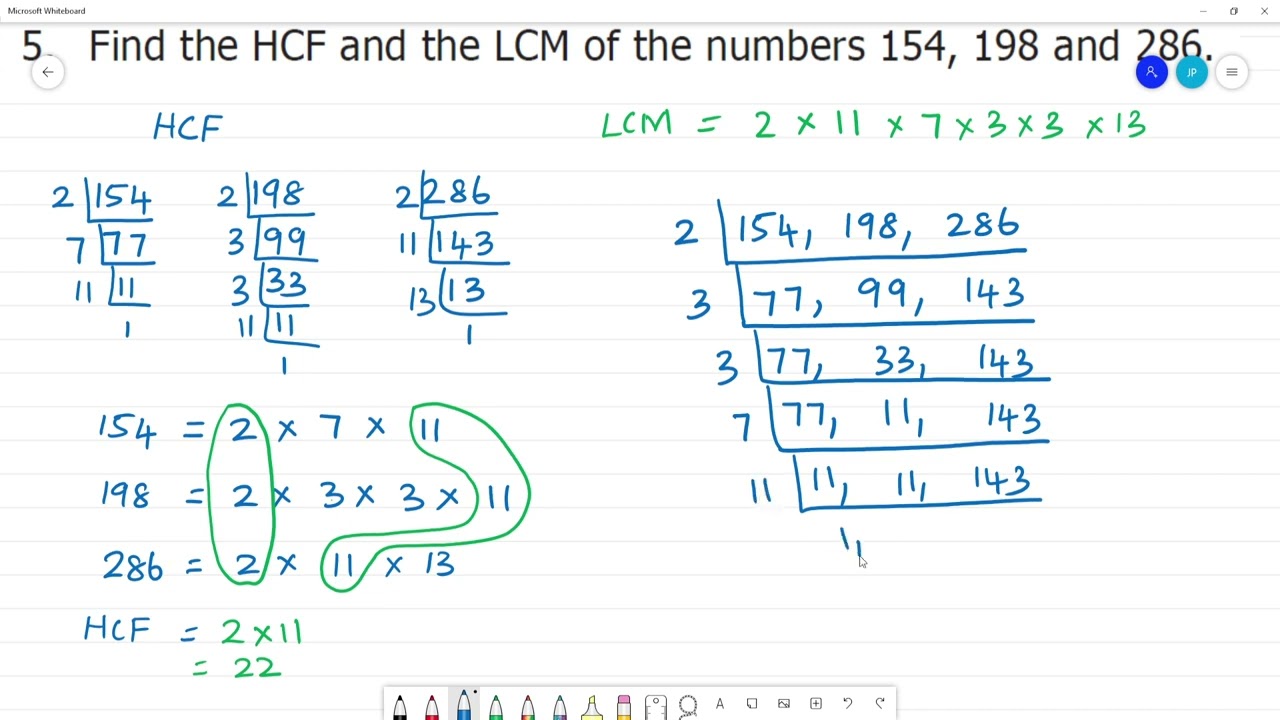 6 TN Maths Term II  1. Numbers  Exercise 1.2  5. Find  HCF and LCM of numbers 154, 198 and 286