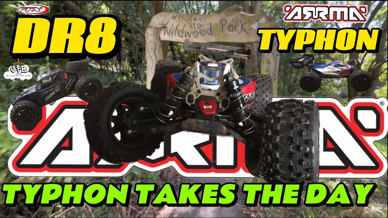 FTX DR8 Vs ARRMA TYPHON TLR- Typhon smashes it out the skate park #fun #rccars #rcbashing