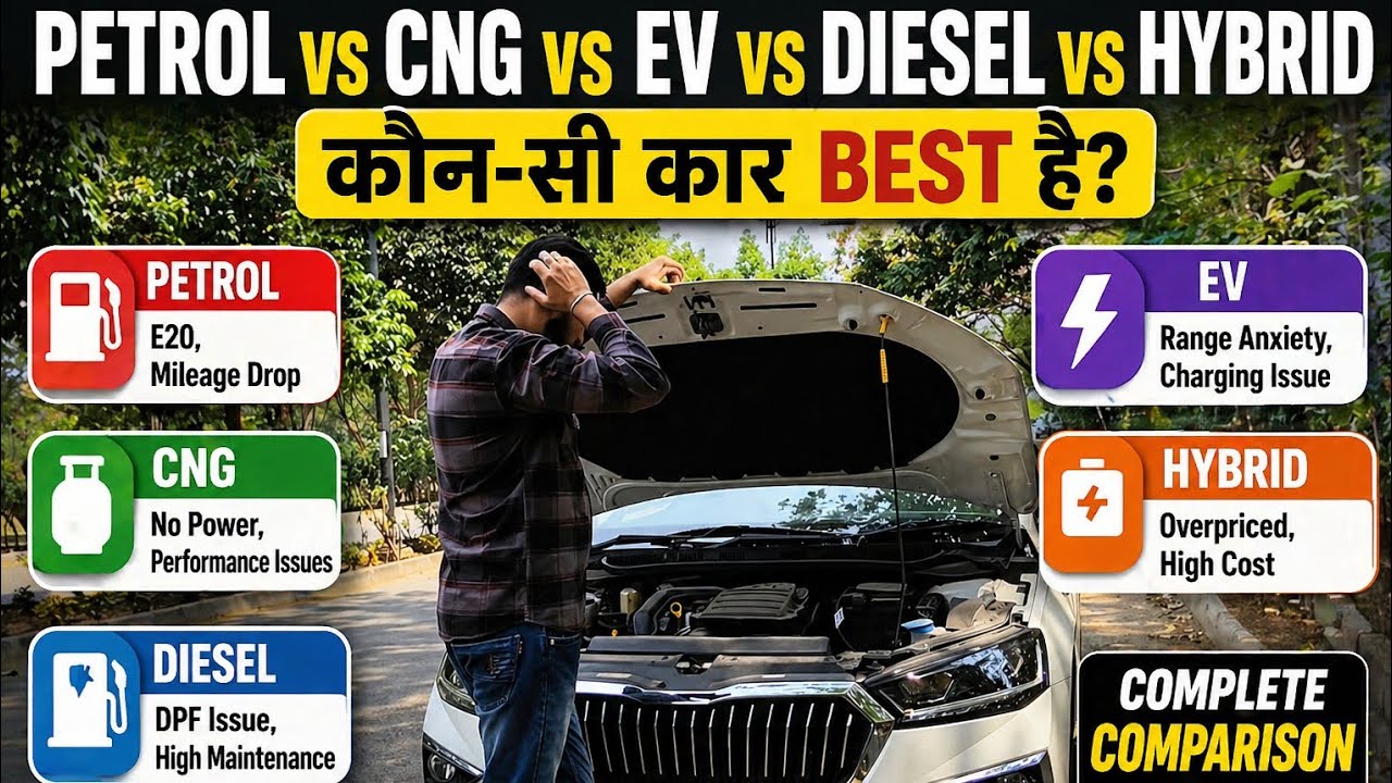 Petrol vs CNG vs EV vs Diesel vs Hybrid 2026 | कौन सी कार है बेस्ट ? Full Comparison