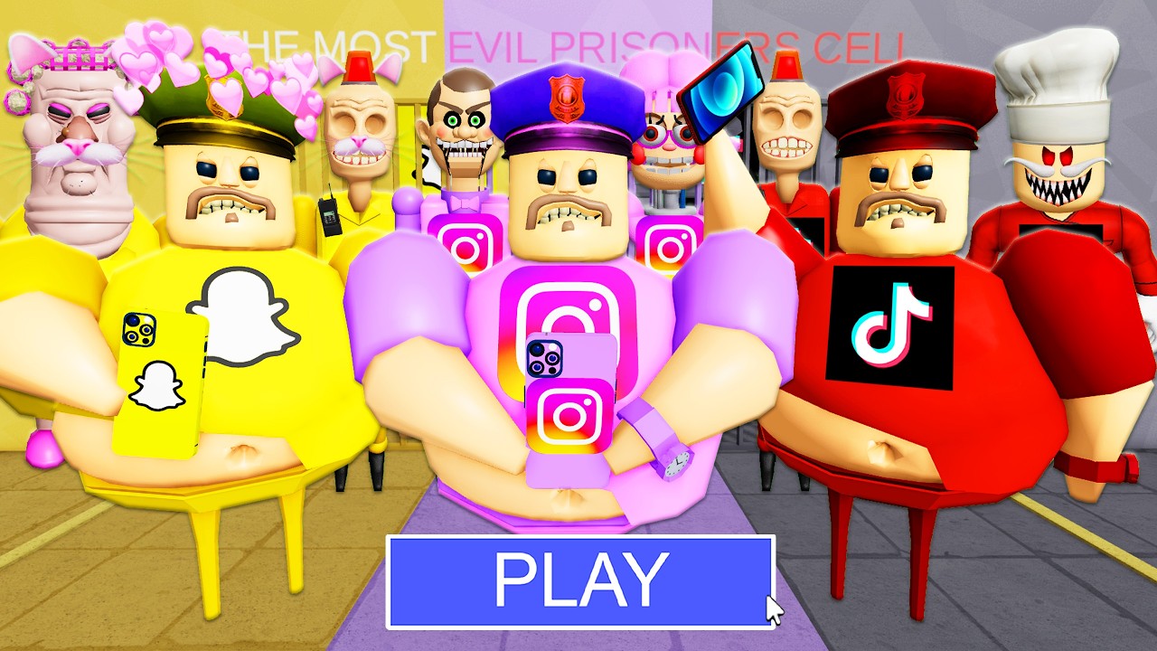 SNAPCHAT Bosses Vs INSTAGRAM Bosses Vs TIKTOK Bosses! BARRY'S PRISON RUN! #roblox #obby