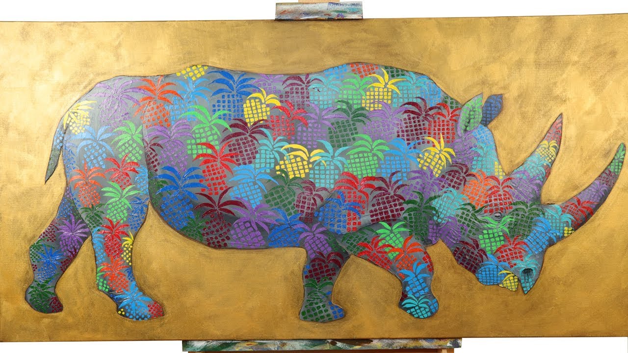 Patterned rhinoceros painting