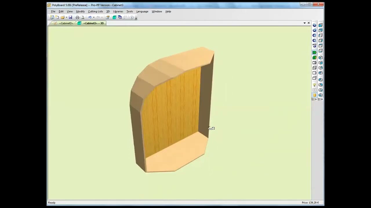 Furniture design software for complex parts