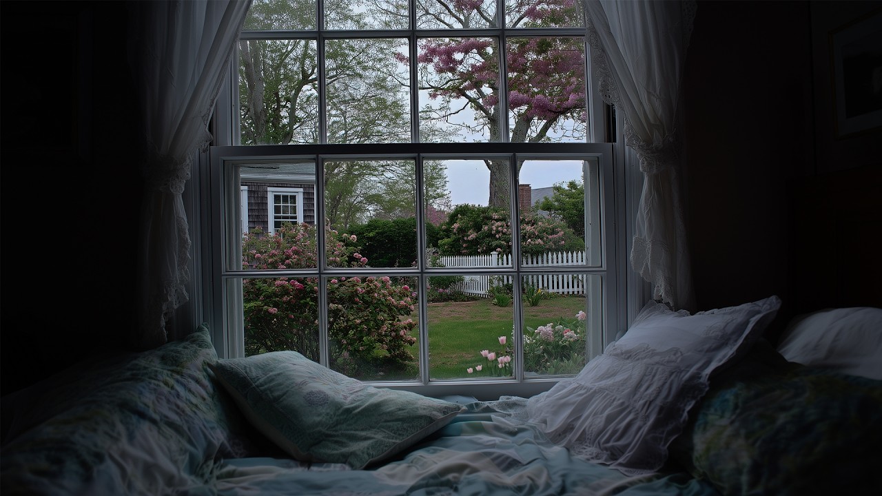 Summer Rain With A New England Backyard View🌧️Rain Ambience For Reading, Sleeping, Etc.