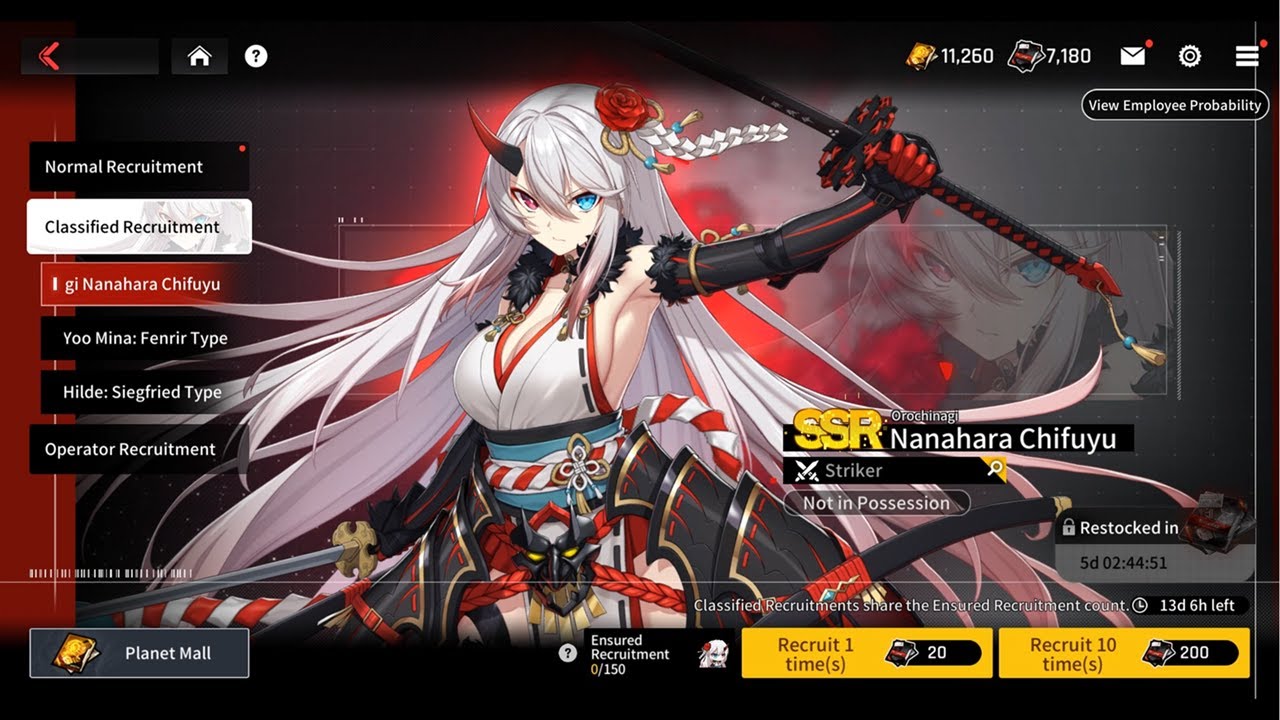 CounterSide Gacha pulls Orochinagi Nanahara Chifuyu rate up Banner