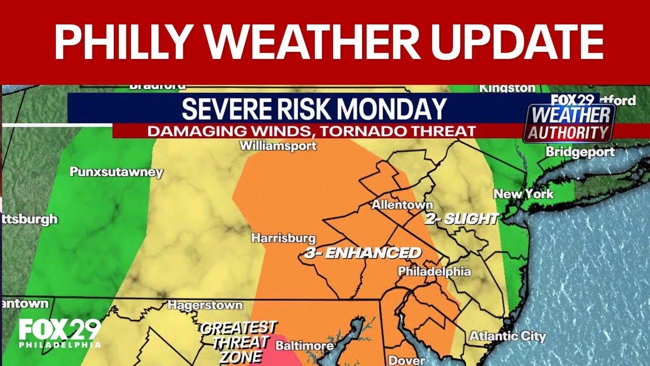 Philly weather update: Tornado threat, damaging winds and severe risks Monday