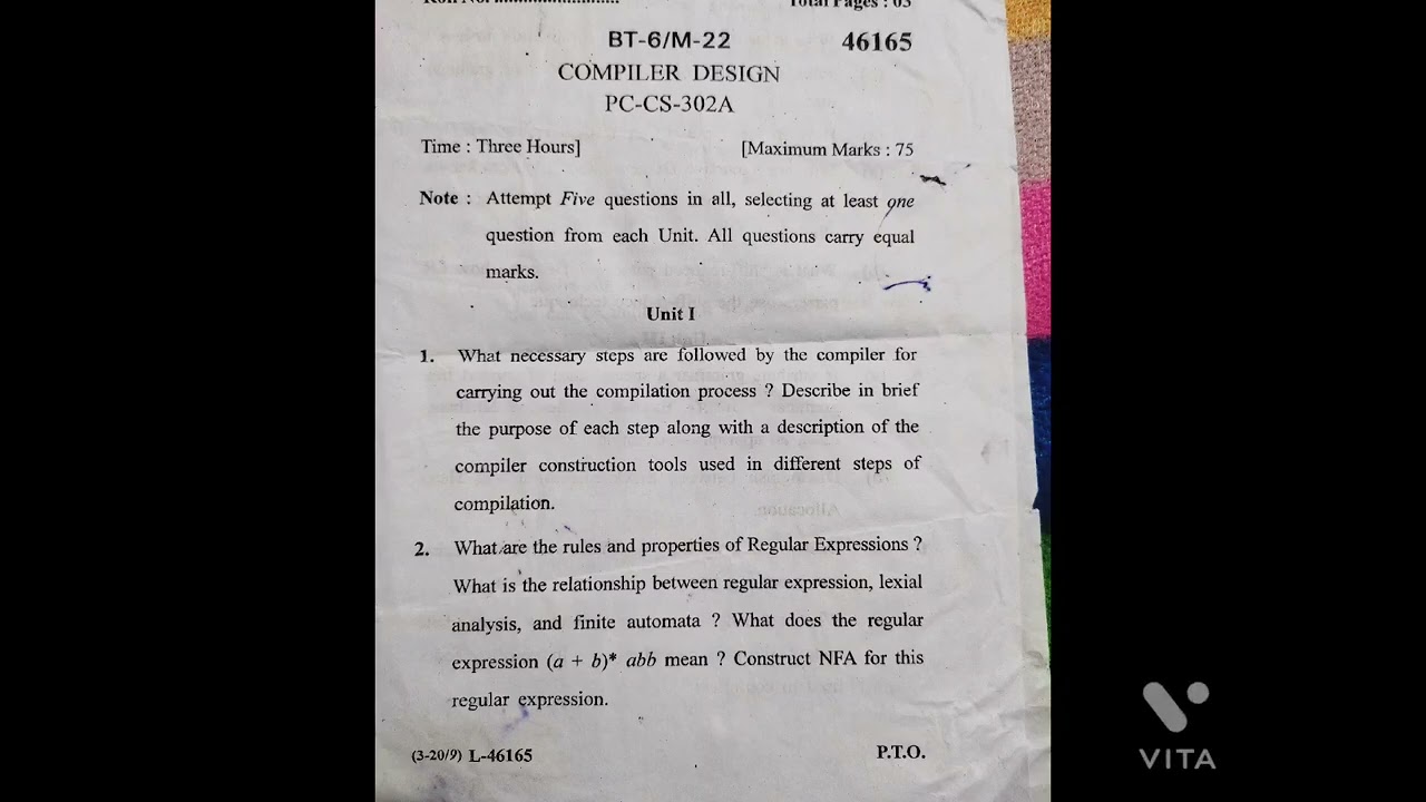 compiler design | 2022 exam paper |  6th sem | btech CSE