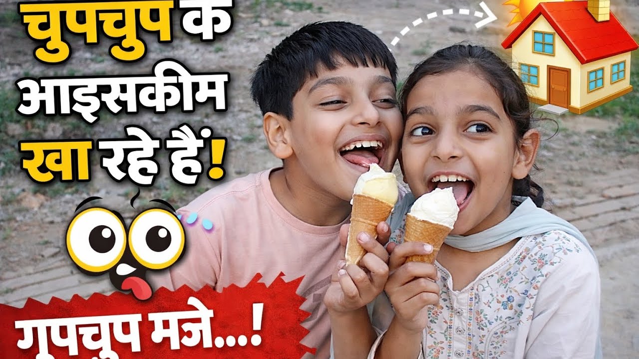 नन्हे चोर और उनकी ठंडी आइसक्रीम 🥰🍦