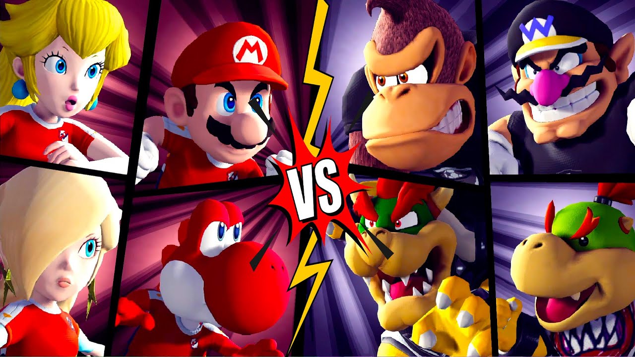 Mario Strikers Battle League Football Team Mario vs Team Donkey Kong