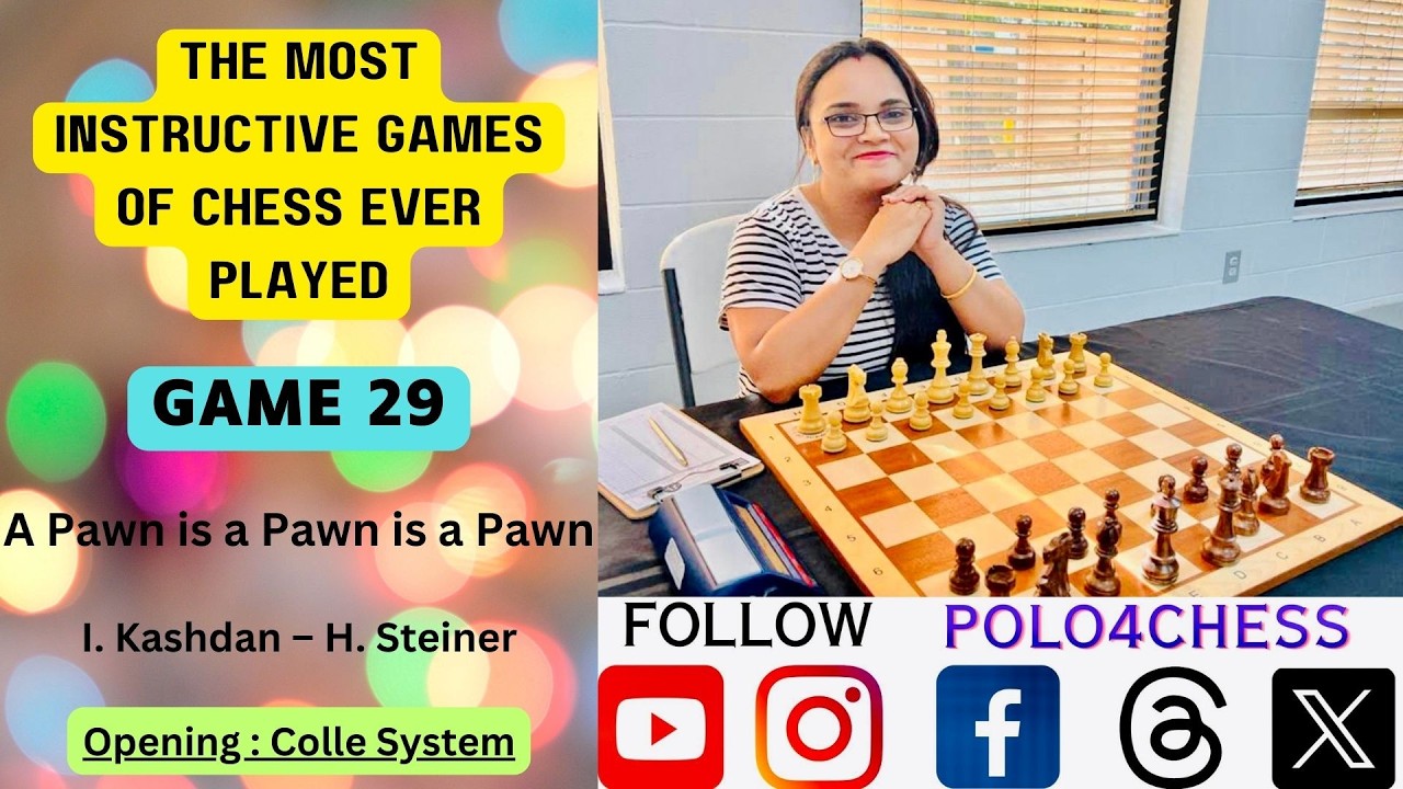 The Most Instructive Games of #Chess Ever Played | Game 29 | I. Kashdan – H. Steiner | Pasadena 1932
