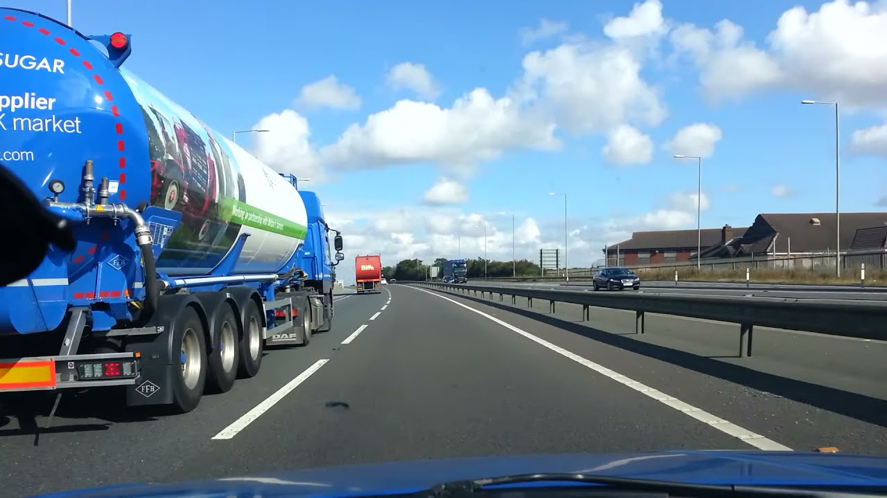 Driving on Motorway in UK A1 North