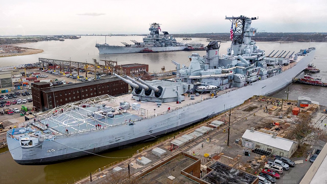 Inside Restricted Facility Dry Docking US Navy's Gigantic Battleship