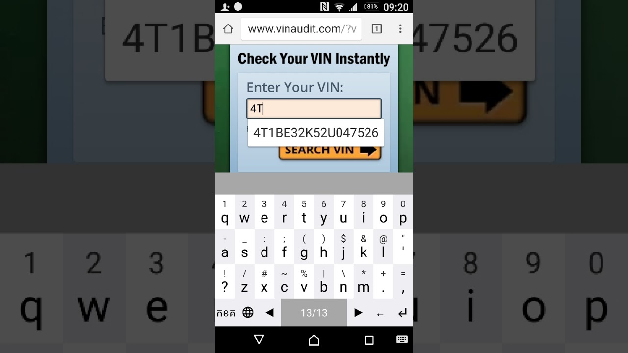របៀបឆែកលេខតួឡានតាម​ web   how to check VIN code with google