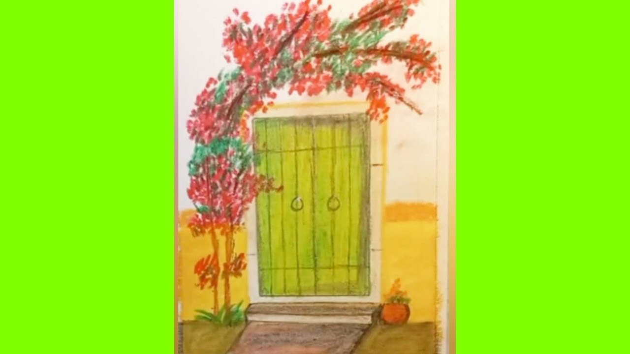 how to draw a Landscape door painting