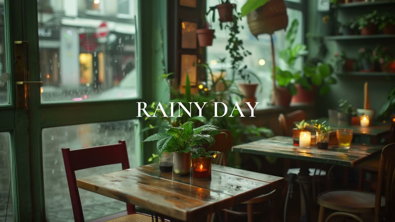 Rainy Day Coffee Shop Ambience ☕ Cozy Candles & Smooth Jazz for Deep Focus (4K)