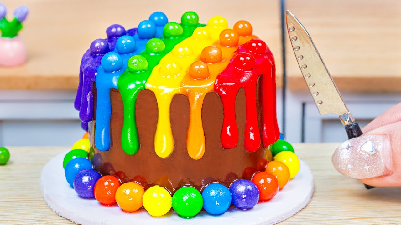 Miniature Rainbow Chocolate Cake 🌈 Satisfying Rainbow Chocolate Cake Recipes By Baking Yummy