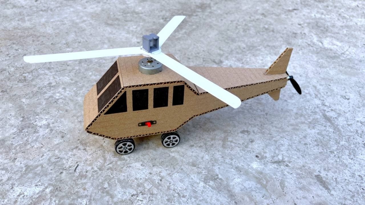 How to make cardboard flying and running Helicopter at home easy.￼