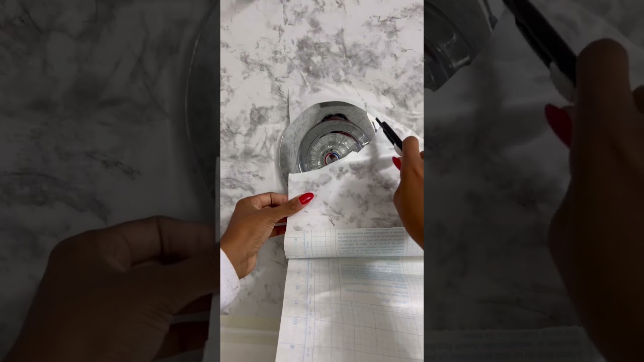 Dollar Tree Bathroom Makeover Marble Contact paper