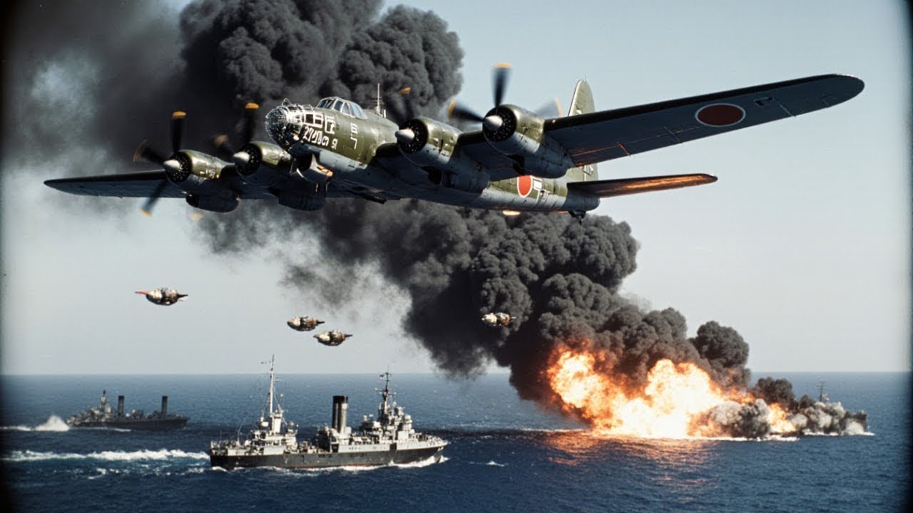 支日本船队在 15 分钟内被 B-25 炮艇机全歼，大海被炸成一片火海