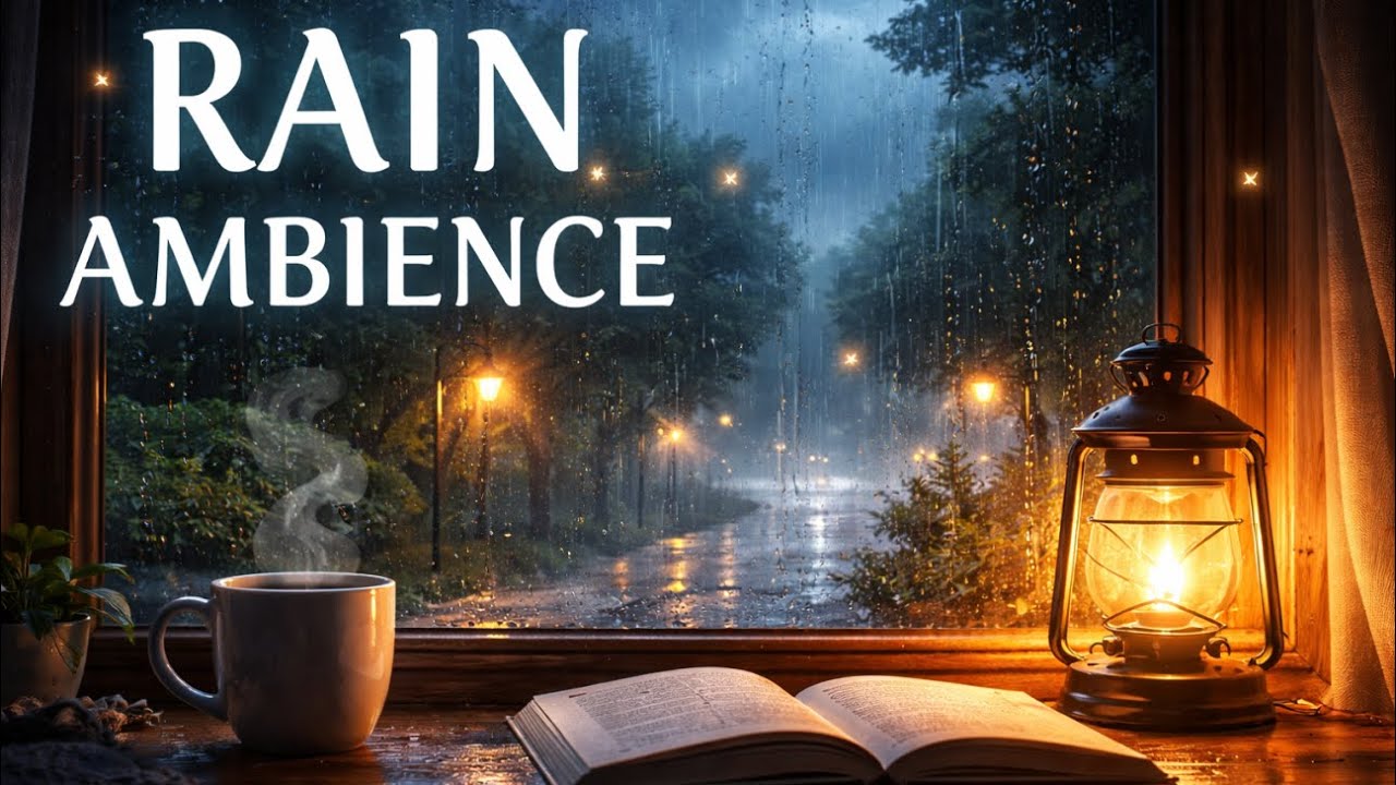 Can't Sleep? Relax with Rainy Night Atmosphere with Soft Thunder || Ambiance Music