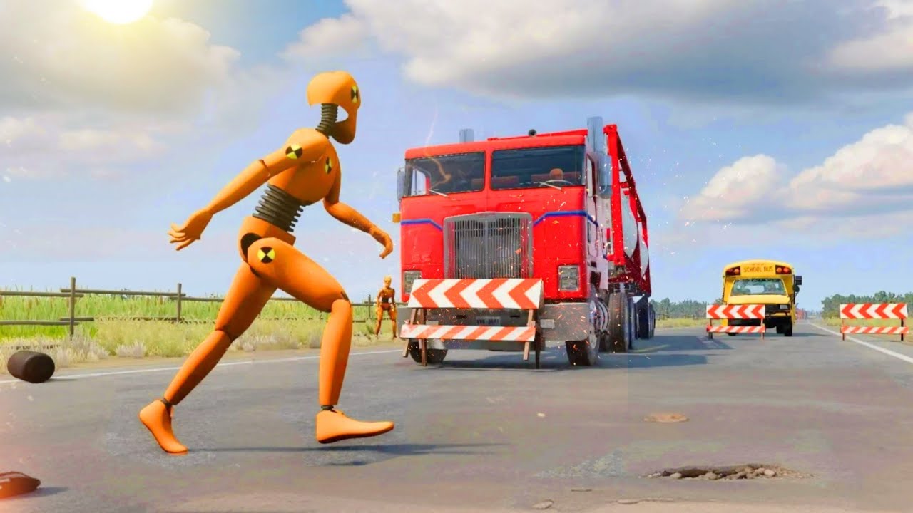 Аварии автобуса и грузовика в Beamng.drive - Кража грузовика