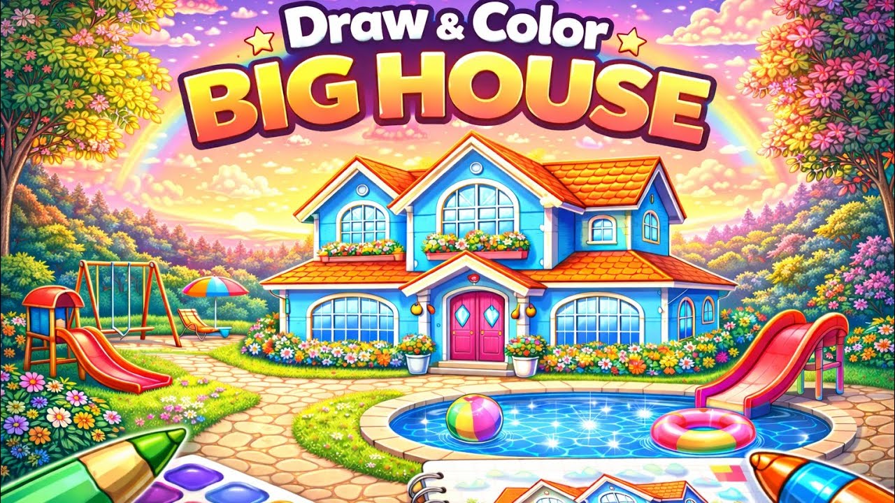 How To Draw cute house Drawing, Painting & Coloring For kids and Toddlers_ Child Art