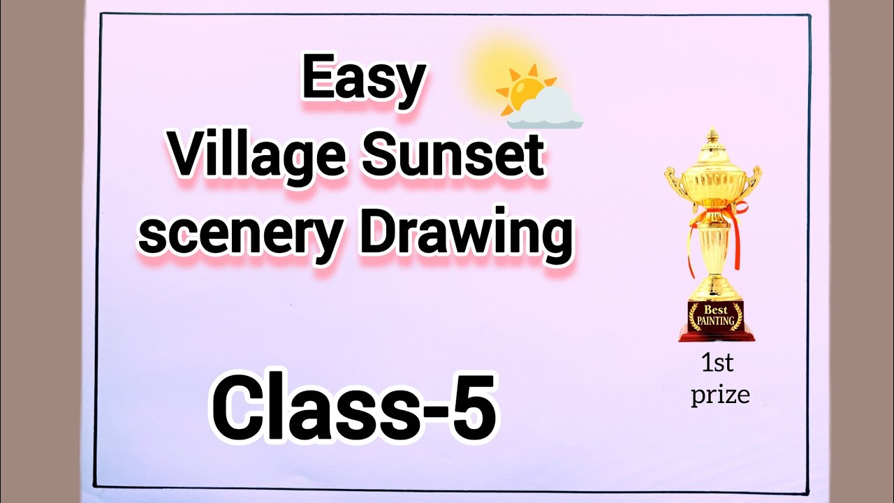 How to draw village sunset scenery | Riverside village scenery drawing Easy