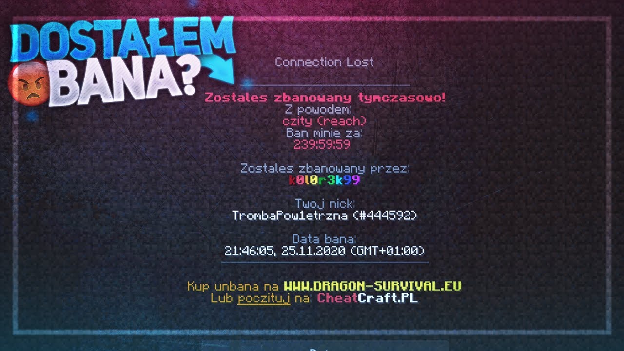 BAN ZA CZITY! - JAK WBIŁEM TOPKE W MINECRAFT NA DRAGON-SURVIVAL.EU