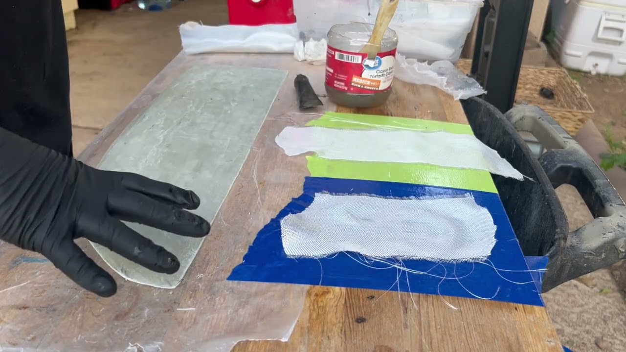 Basic Fiberglass Panel for Various Applications and Testing Tape for Resin Resistance.
