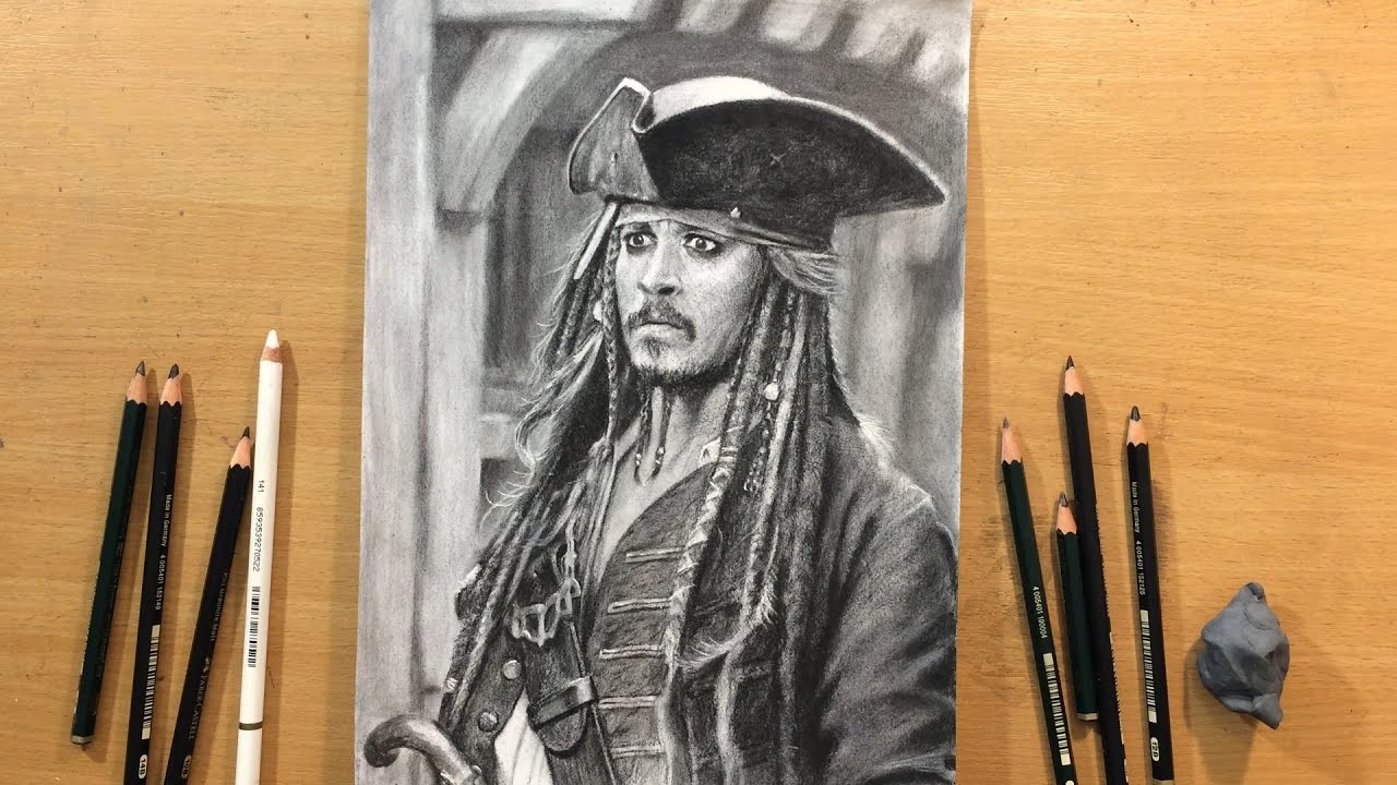 Graphite Pencil Drawing of Jack Sparrow │ Johnny Depp