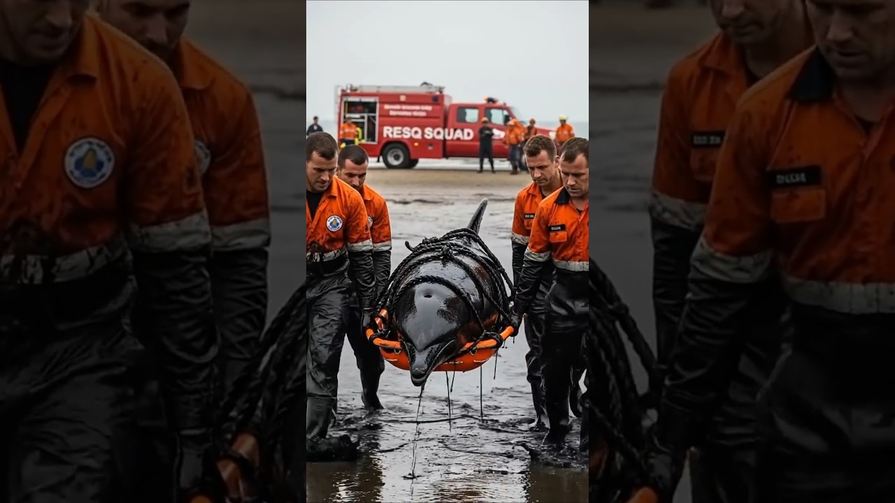 Oil Disaster in the Black Sea &mdash; Brave Team Saves Dolphin Covered in Thick Black Crude #blacksea#sea
