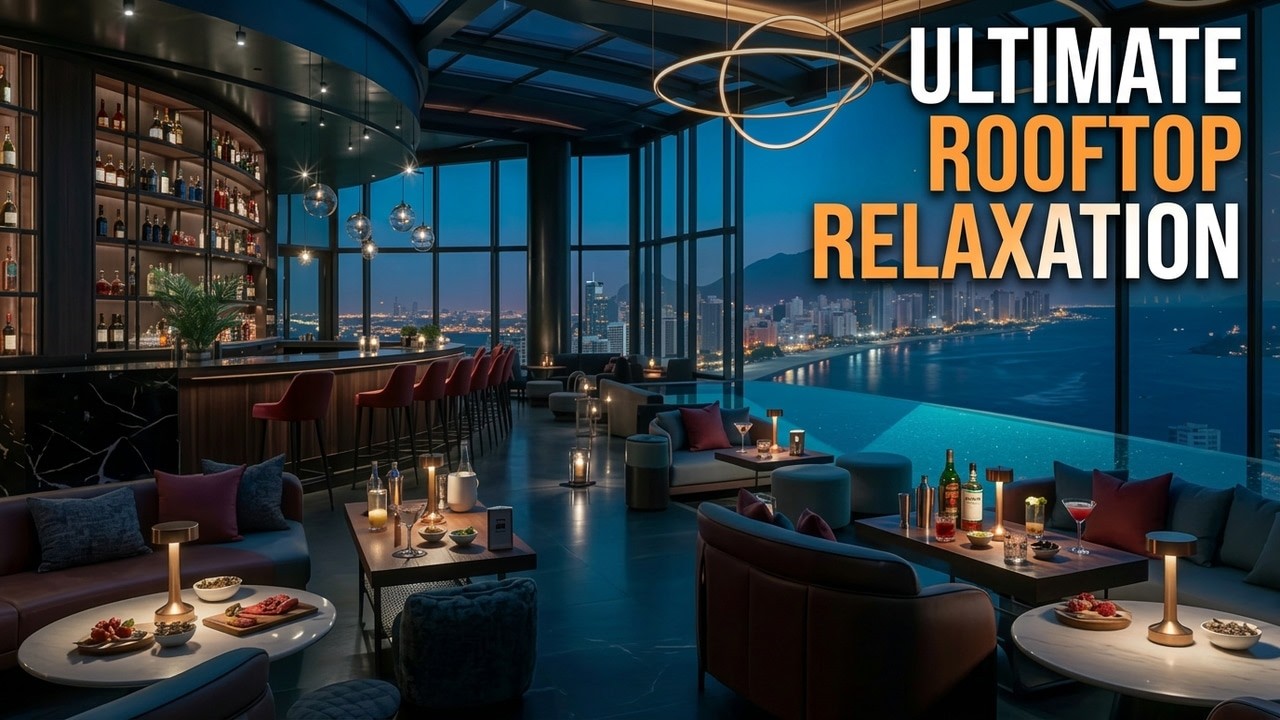 Peaceful Rooftop Infinity Pool | Elegant Bar Lounge & Sophisticated City Night Vibes