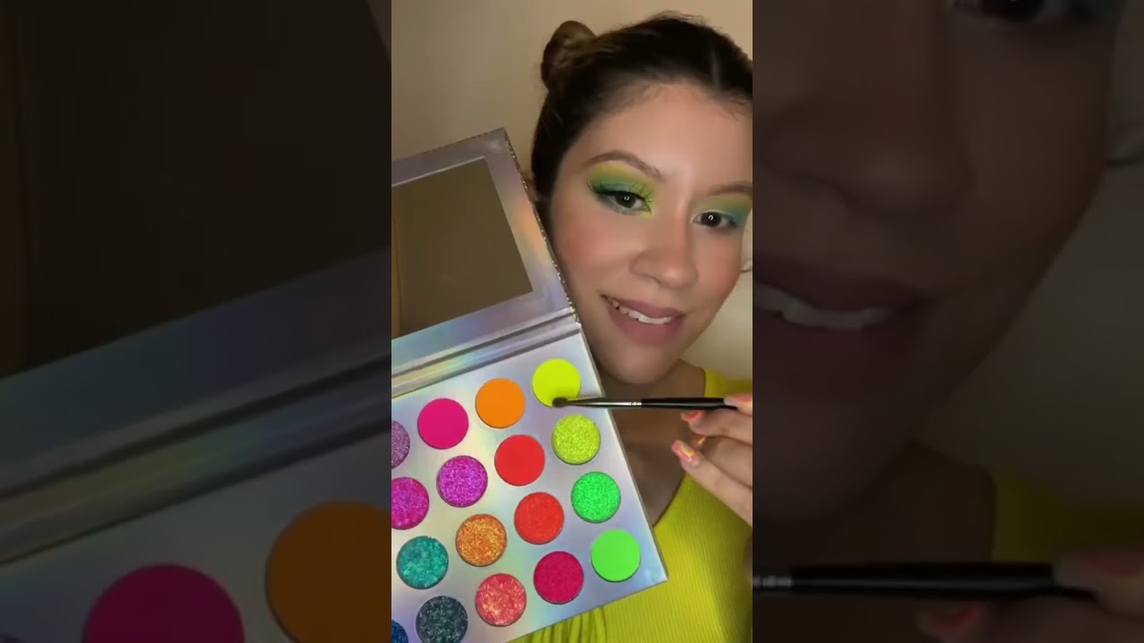 Neon Yellow Teal Eyeshadow Tutorial #beauty #makeup #tutorial