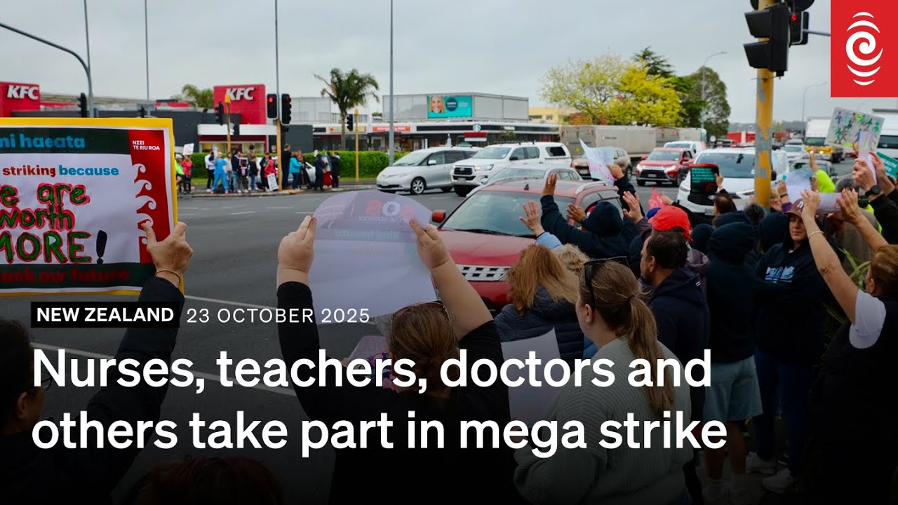 Nurses, teachers, doctors and others take part in mega strike | RNZ