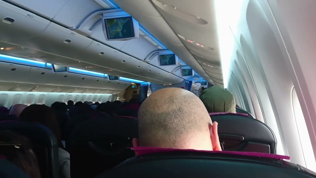 日本航空 激しく揺れる機内【乱気流 悲鳴】777-200  飛行機はゆれる乗り物だけどバキバキ音大揺れ  ☆☆
