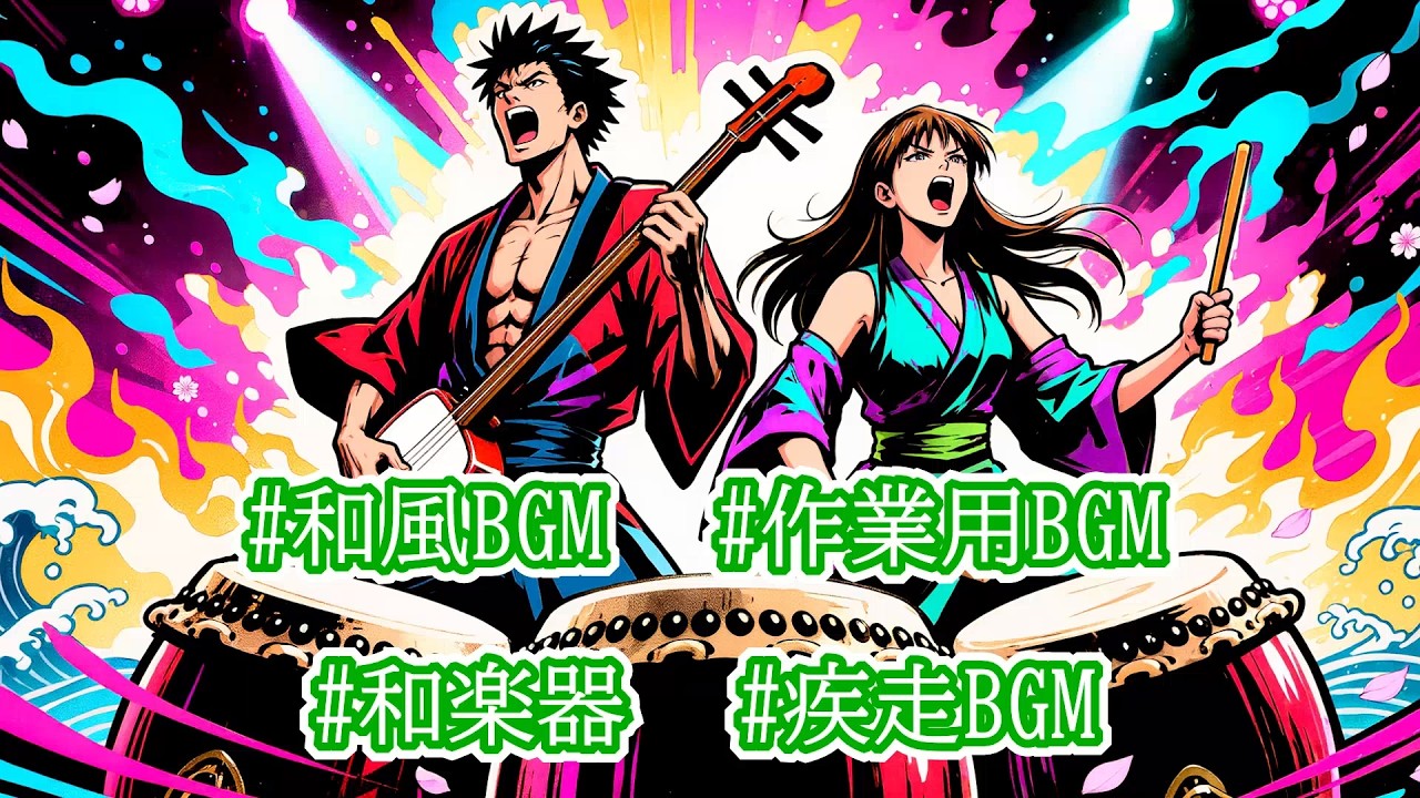 【聞き流し】勇ましい和風疾走BGM｜迫力の和楽器サウンドが駆け抜ける作業用BGM