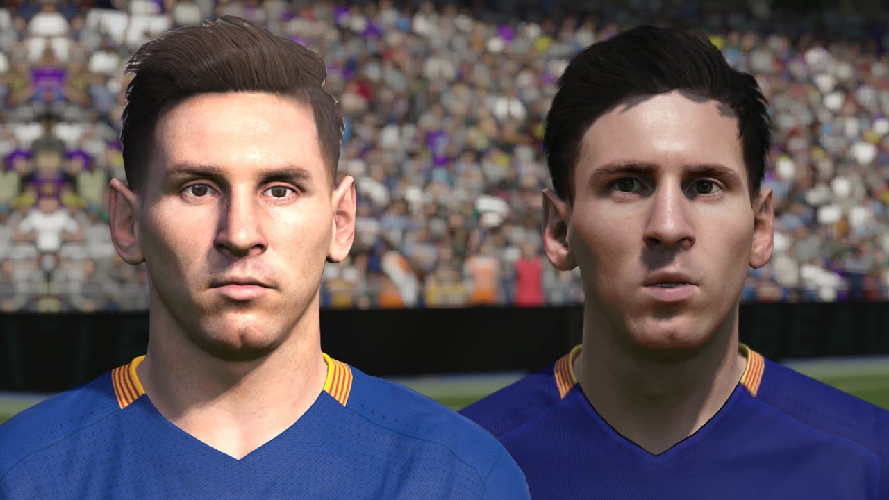 FIFA 16 vs PES 2016 PLAYER FACES | FC Barcelona (Messi, Suarez, Neymar)