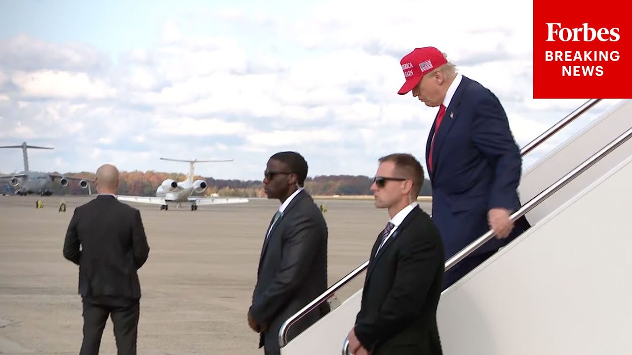 JUST IN: President Trump Arrives At JBA On Air Force One After Trip To Asia