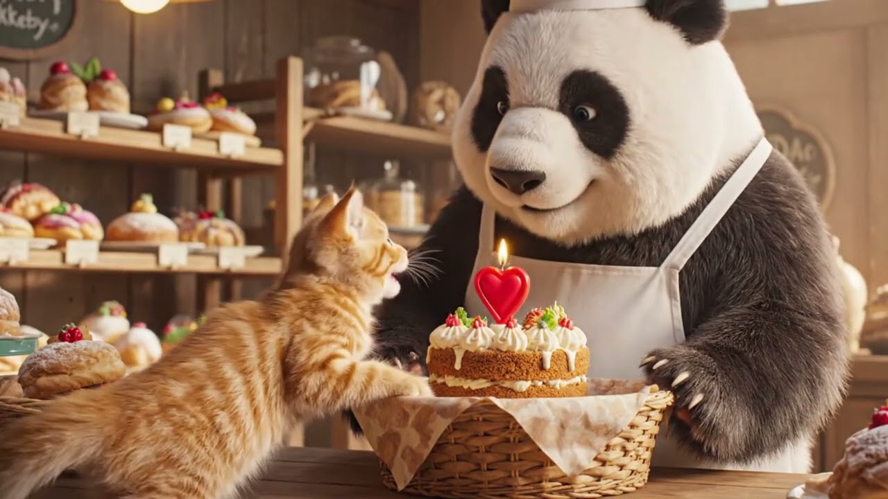 Котенок идет на работу, чтобы заработать денег на праздничный торт для мамы-кошки.