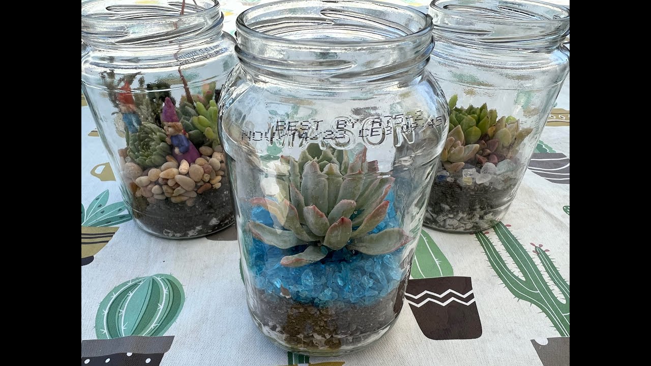 😀👌 🆒 Part II:  Turn your recycled glass jars into succulent terrariums! 🥰👍🙏⭐💐