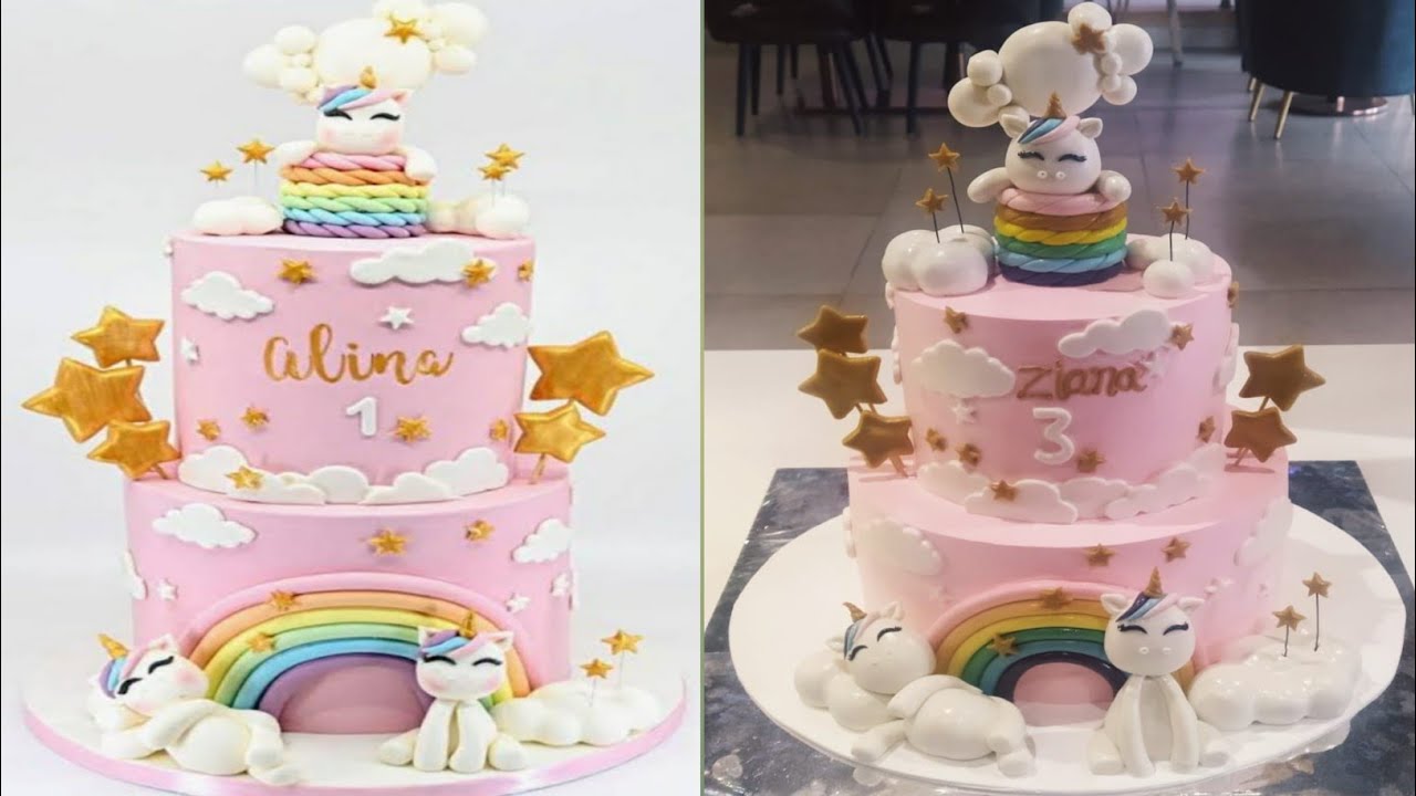 How To Make 2 tier Unicorn Cake Design | Birthday Unicorn Rainbow Cake Decoration ideas |