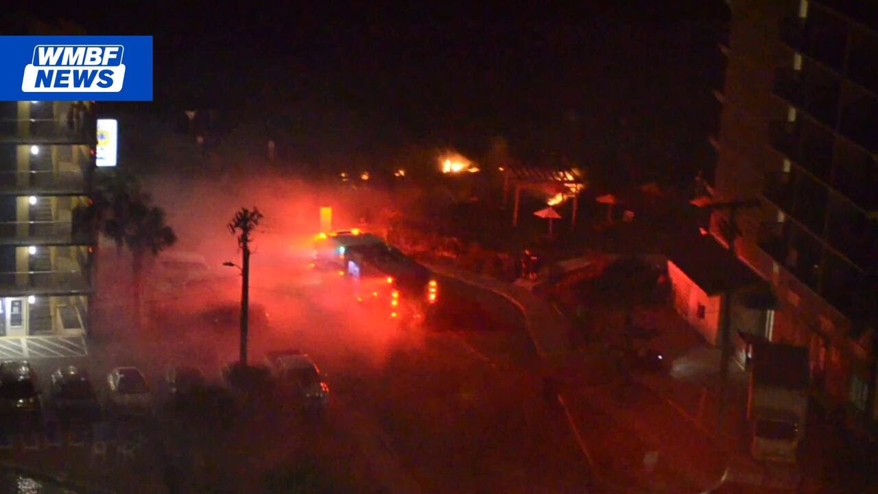 Dunes catch fire outside resort in Myrtle Beach