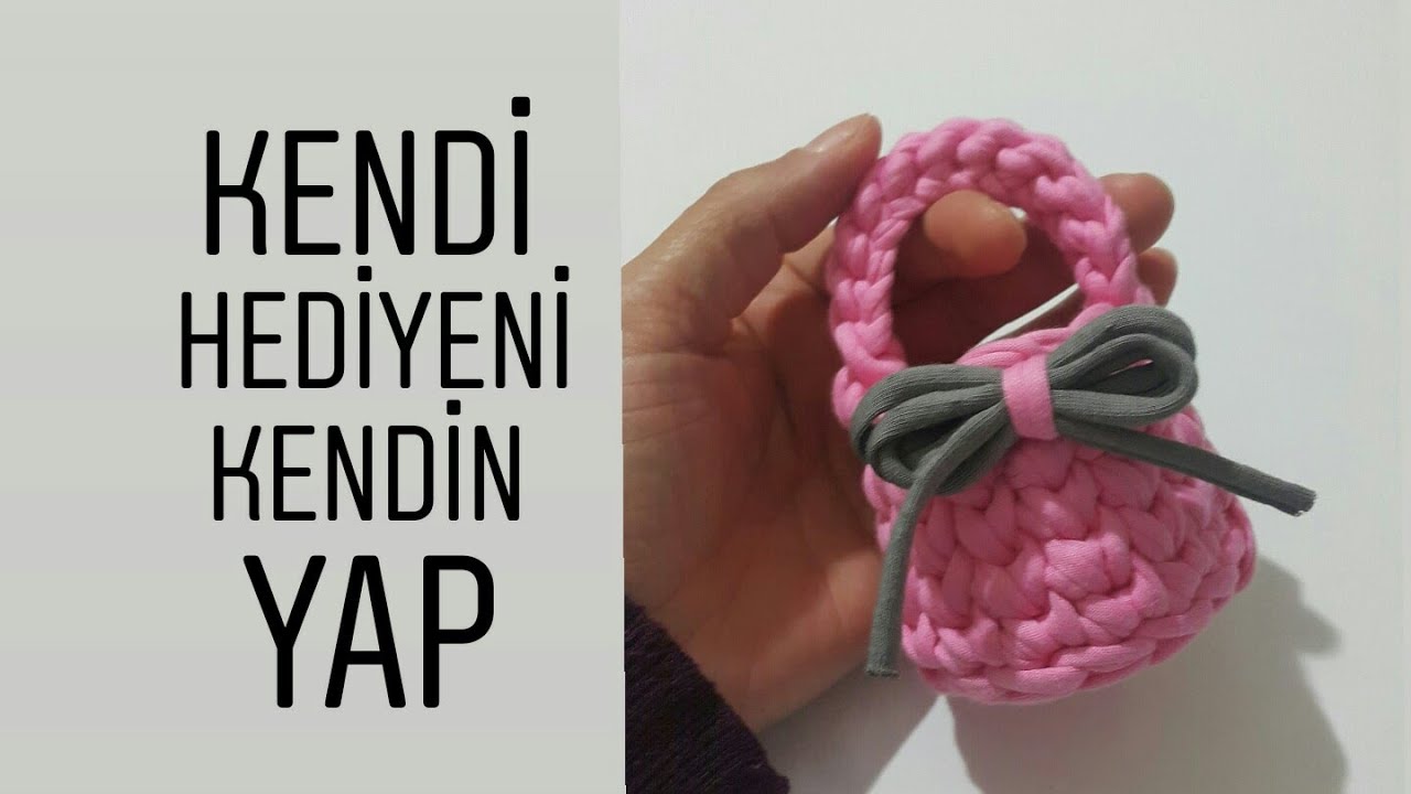 DIY/Çok Tatlı ve Örmeside Aşırı Kolay Olan Penye İp İle Örgüden Hediyelik Minik Sepet Tarifi❤️