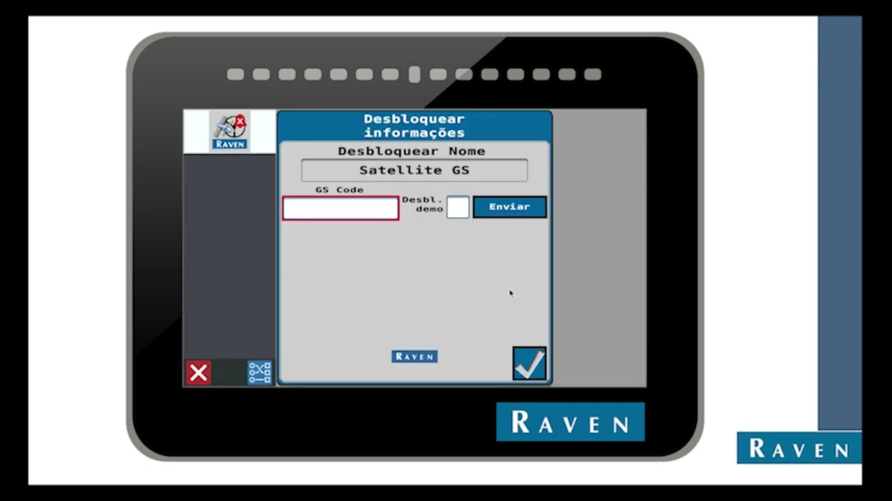 Raven do Brasil - Desbloqueio de sinal GS para antena 500S™ utilizando monitor CR7™