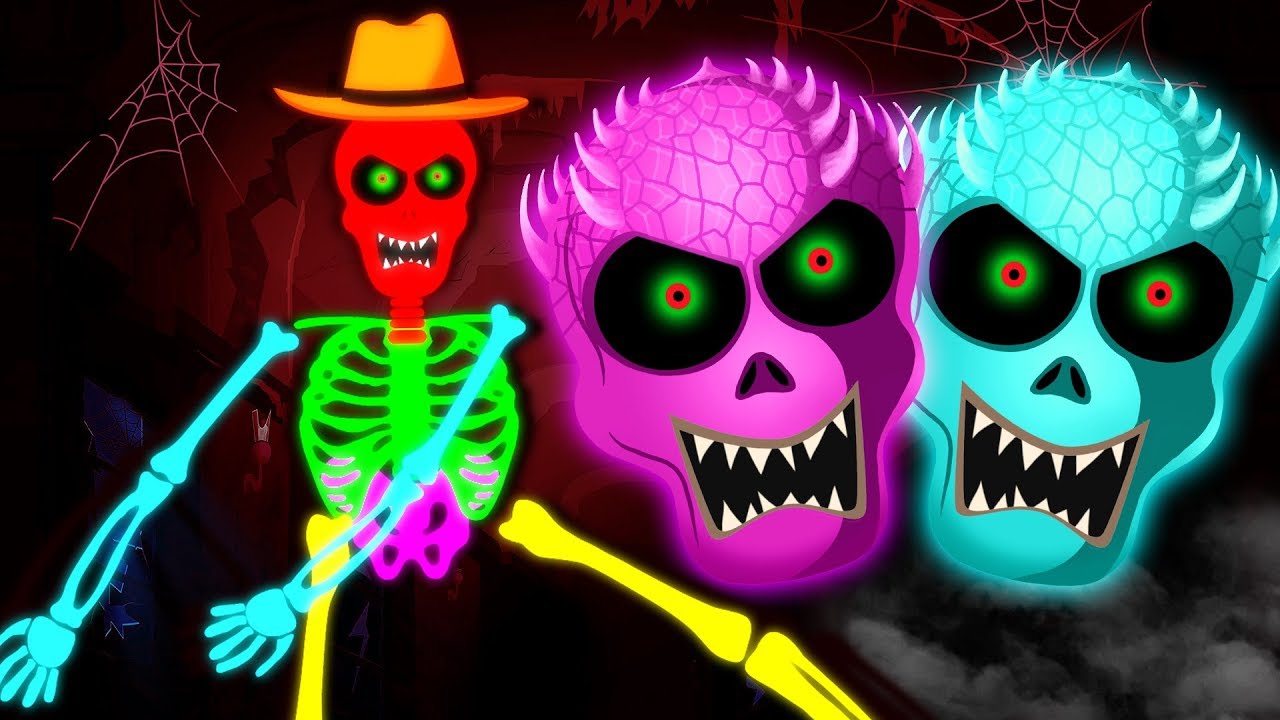 Fun Glowing Colorful Skeletons Dancing - Midnight Fun With Skeletons Finger Family and More Songs